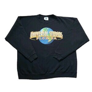 Vintage 90s NWOT Universal Studios Florida Size XL Mens USA Made Black Crewneck